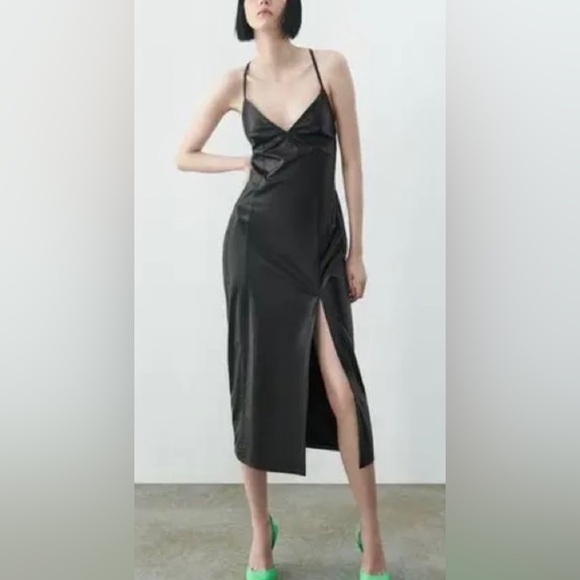 Zara - Satin Slip Dress - Xs - Black - Women